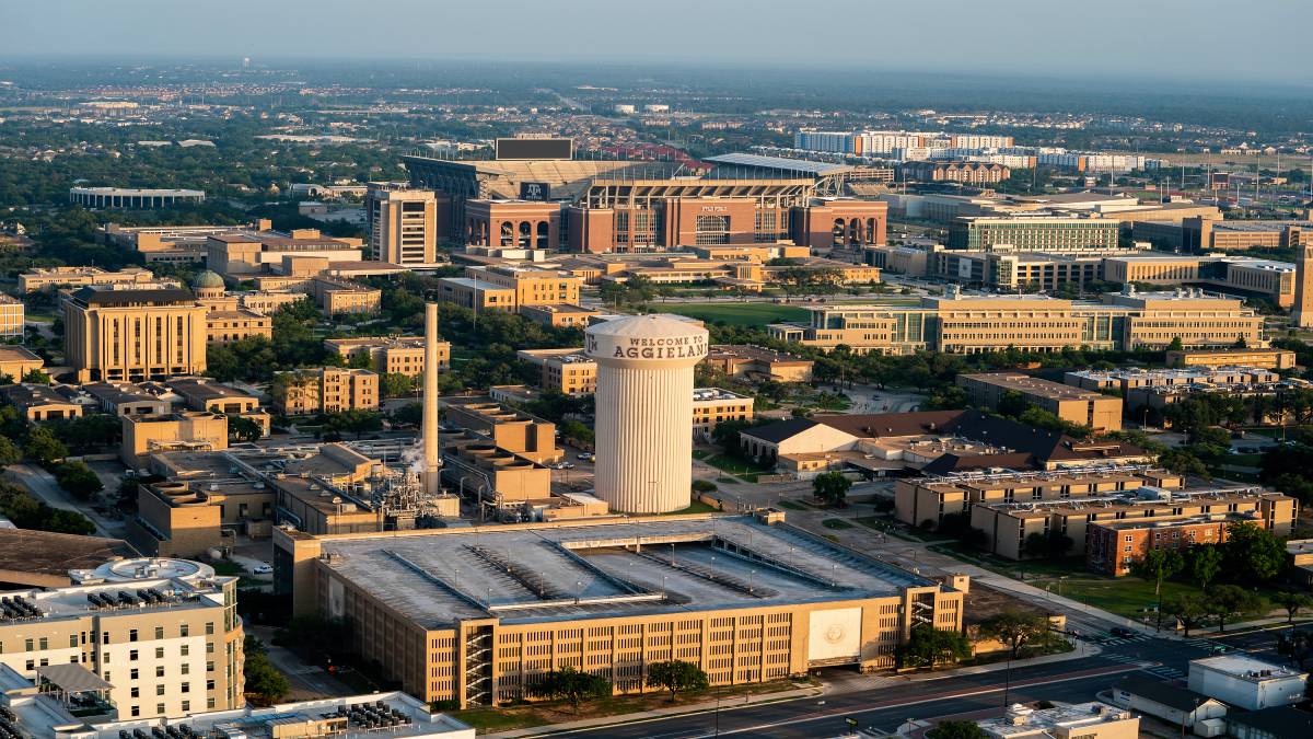 Aerial view of economic development in the Bryan-College Station area