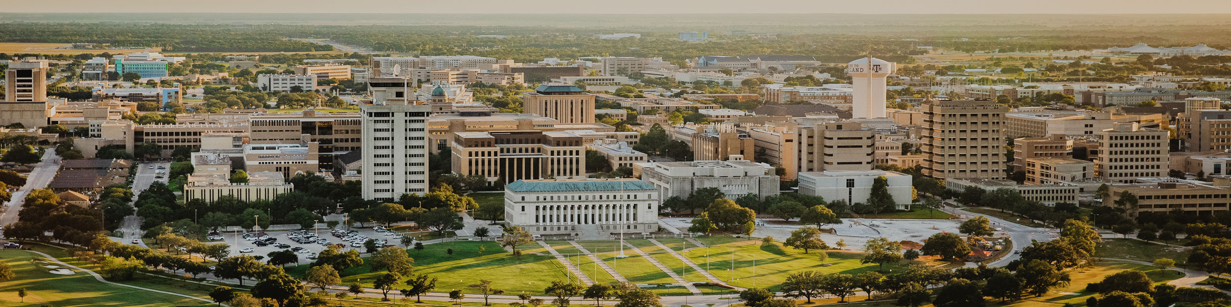 An aerial view of the Texas A&M University campus